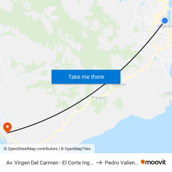 Av. Virgen Del Carmen - El Corte Inglés to Pedro Valiente map