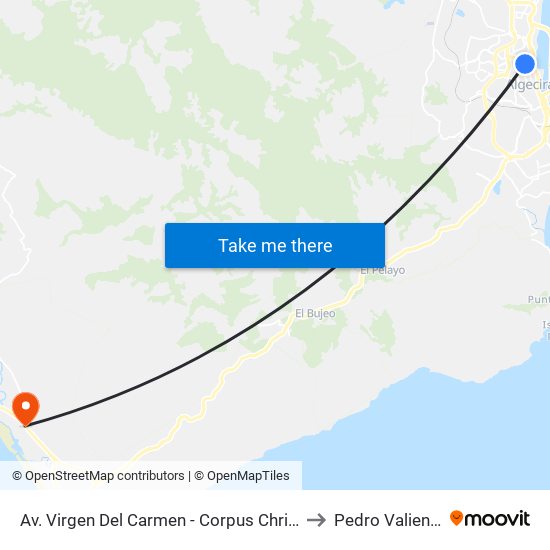 Av. Virgen Del Carmen - Corpus Christi to Pedro Valiente map