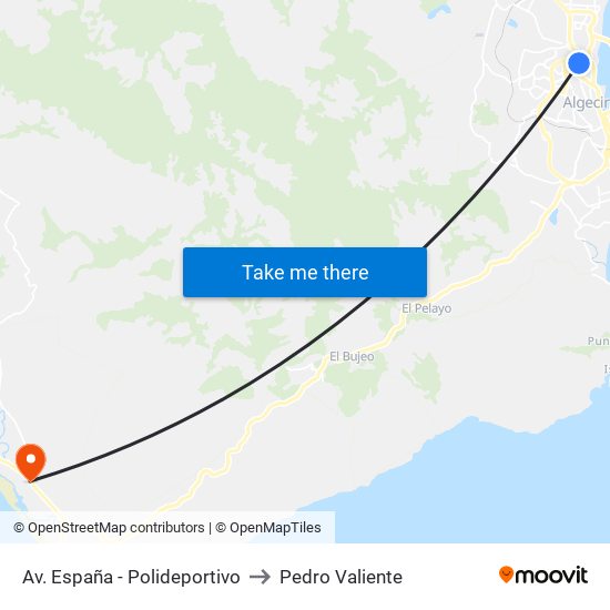 Av. España - Polideportivo to Pedro Valiente map