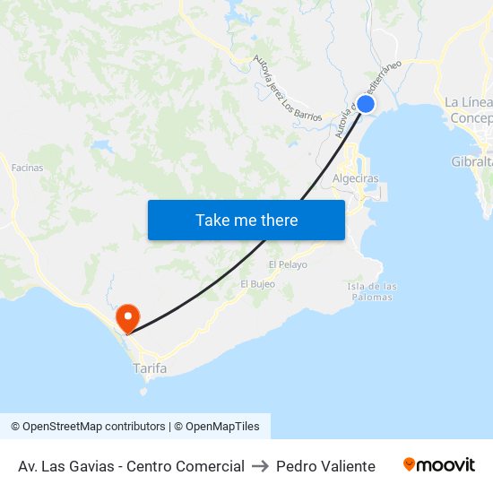 Av. Las Gavias - Centro Comercial to Pedro Valiente map