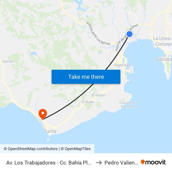 Av. Los Trabajadores - Cc. Bahía Plaza to Pedro Valiente map