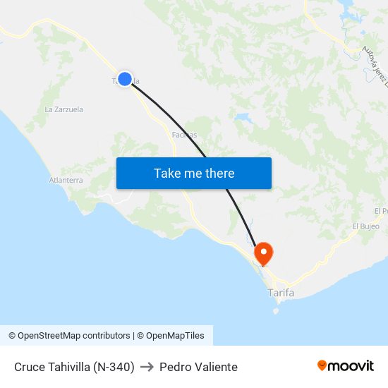 Cruce Tahivilla (N-340) to Pedro Valiente map