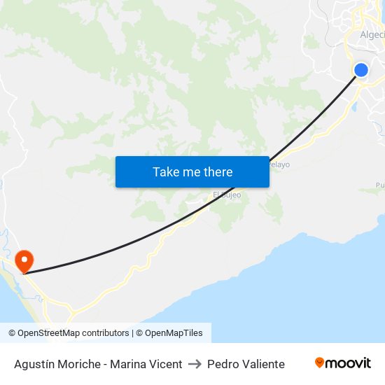 Agustín Moriche - Marina Vicent to Pedro Valiente map