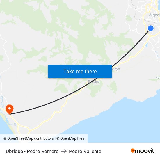 Ubrique - Pedro Romero to Pedro Valiente map