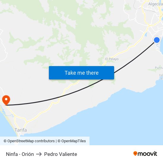 Ninfa - Orión to Pedro Valiente map