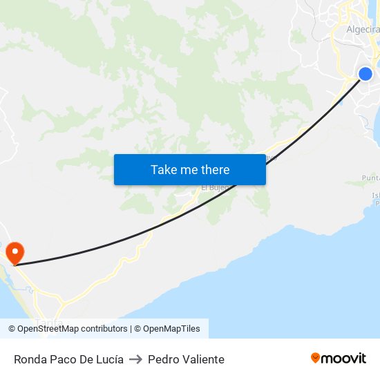 Ronda Paco De Lucía to Pedro Valiente map