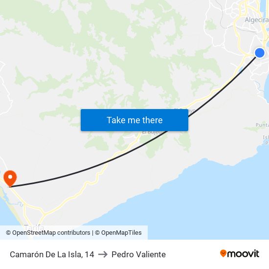 Camarón De La Isla, 14 to Pedro Valiente map