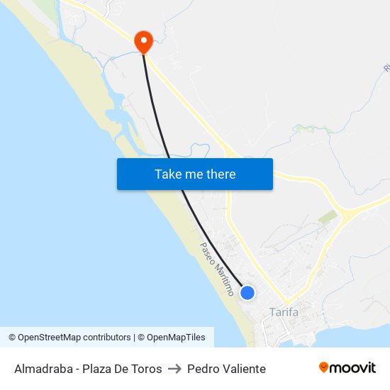 Almadraba - Plaza De Toros to Pedro Valiente map