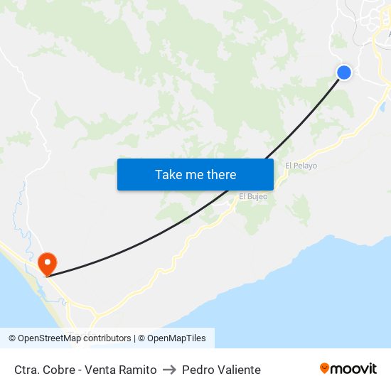 Ctra. Cobre - Venta Ramito to Pedro Valiente map