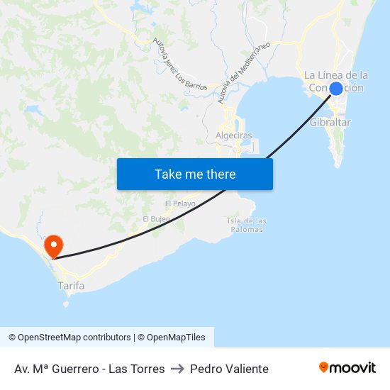 Av. Mª Guerrero - Las Torres to Pedro Valiente map