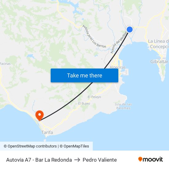 Autovía A7 - Bar La Redonda to Pedro Valiente map