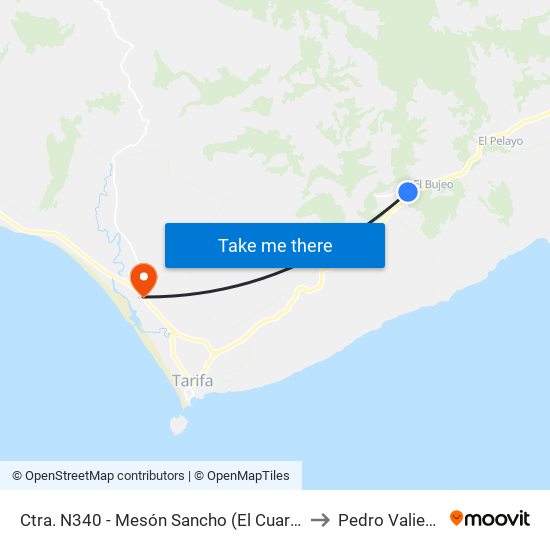 Ctra. N340 - Mesón Sancho (El Cuartón) to Pedro Valiente map