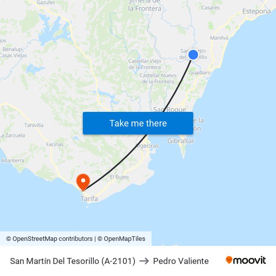 San Martín Del Tesorillo (A-2101) to Pedro Valiente map