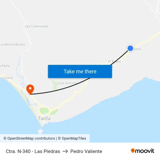 Ctra. N-340 - Las Piedras to Pedro Valiente map