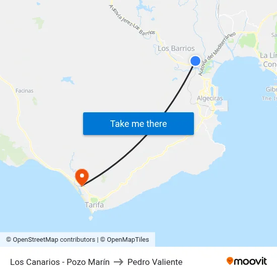 Los Canarios - Pozo Marín to Pedro Valiente map