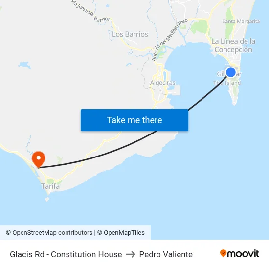 Glacis Rd - Constitution House to Pedro Valiente map
