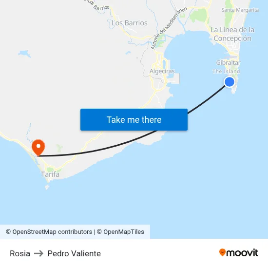 Rosia to Pedro Valiente map