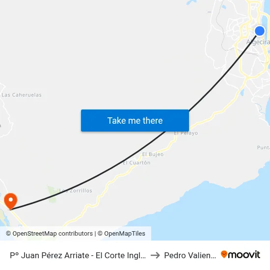 Pº Juan Pérez Arriate - El Corte Inglés to Pedro Valiente map