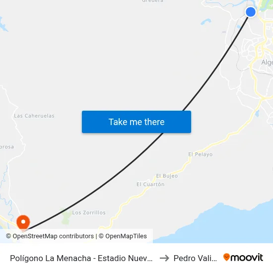 Polígono La Menacha - Estadio Nuevo Mirador to Pedro Valiente map