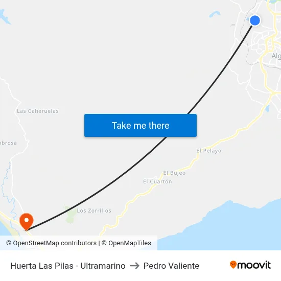 Huerta Las Pilas - Ultramarino to Pedro Valiente map