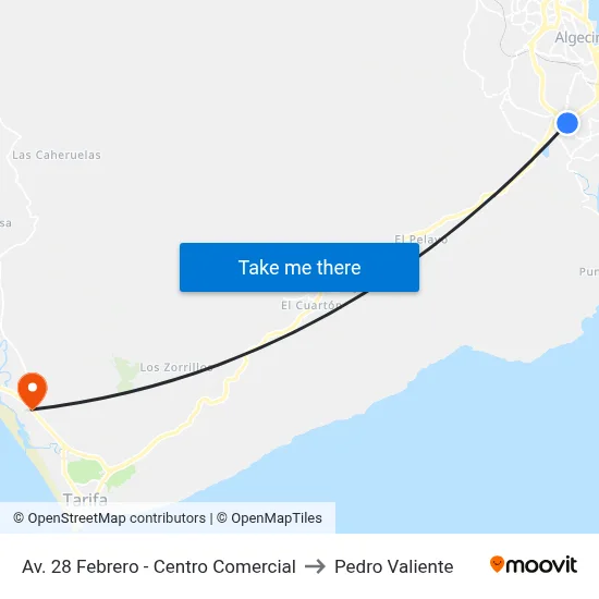 Av. 28 Febrero - Centro Comercial to Pedro Valiente map