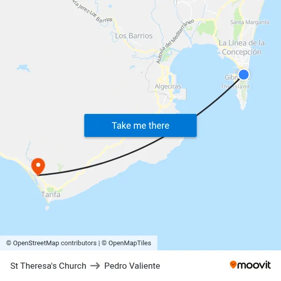 St Theresa's Church to Pedro Valiente map