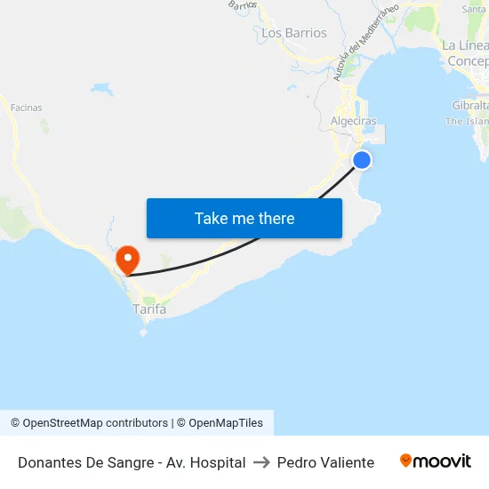 Donantes De Sangre - Av. Hospital to Pedro Valiente map