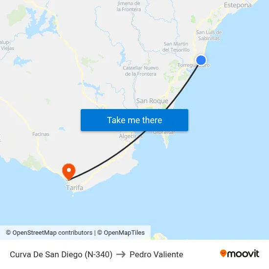 Curva De San Diego (N-340) to Pedro Valiente map