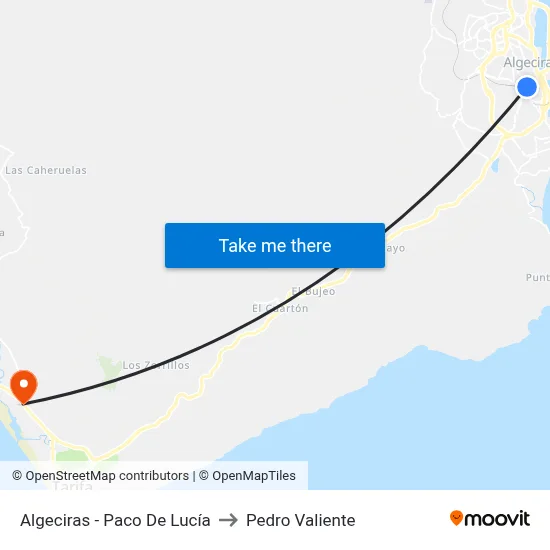 Algeciras - Paco De Lucía to Pedro Valiente map