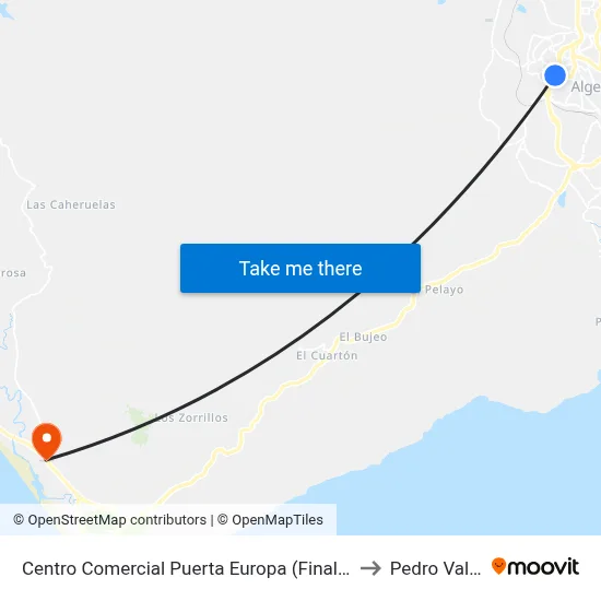 Centro Comercial Puerta Europa (Final Del Servicio) to Pedro Valiente map