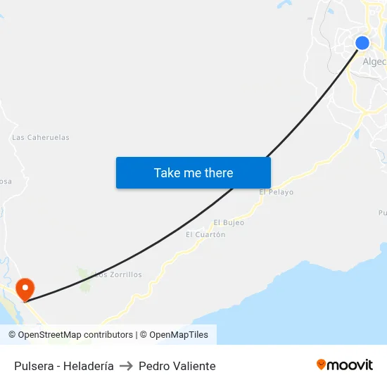 Pulsera - Heladería to Pedro Valiente map