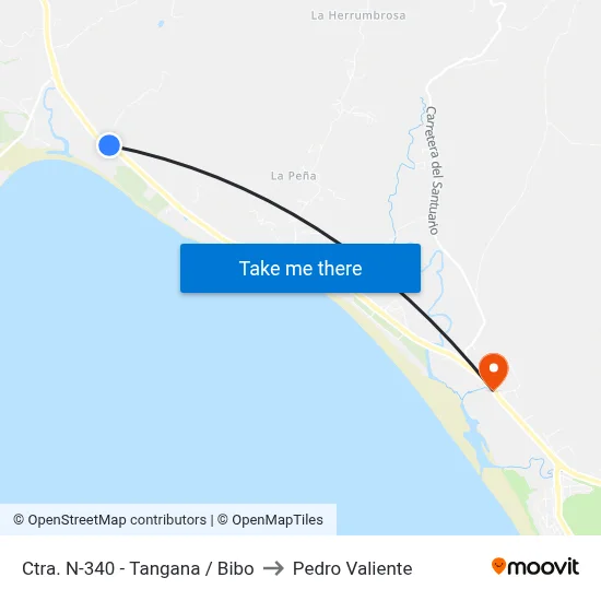 Ctra. N-340 - Tangana / Bibo to Pedro Valiente map