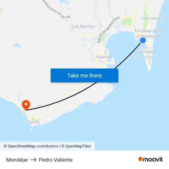 Mondéjar to Pedro Valiente map