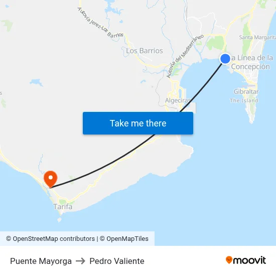 Puente Mayorga to Pedro Valiente map