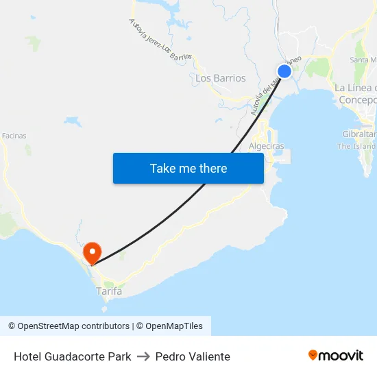 Hotel Guadacorte Park to Pedro Valiente map