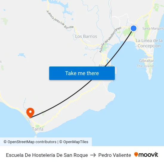 Escuela De Hostelería De San Roque to Pedro Valiente map