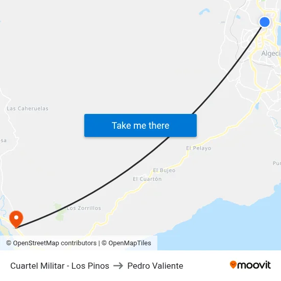 Cuartel Militar - Los Pinos to Pedro Valiente map