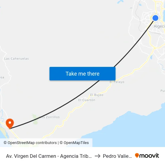 Av. Virgen Del Carmen - Agencia Tributaria to Pedro Valiente map