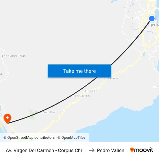 Av. Virgen Del Carmen - Corpus Christi to Pedro Valiente map