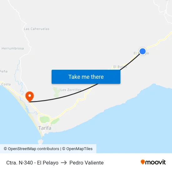Ctra. N-340 - El Pelayo to Pedro Valiente map