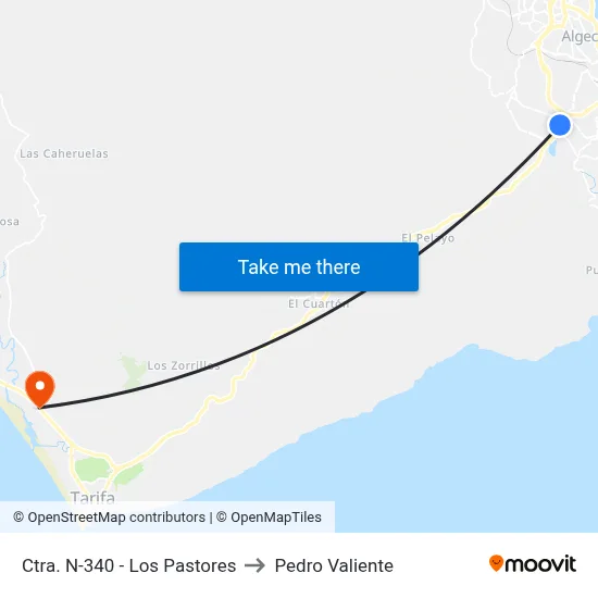 Ctra. N-340 - Los Pastores to Pedro Valiente map