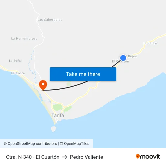 Ctra. N-340 - El Cuartón to Pedro Valiente map