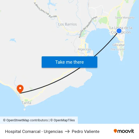 Hospital Comarcal - Urgencias to Pedro Valiente map