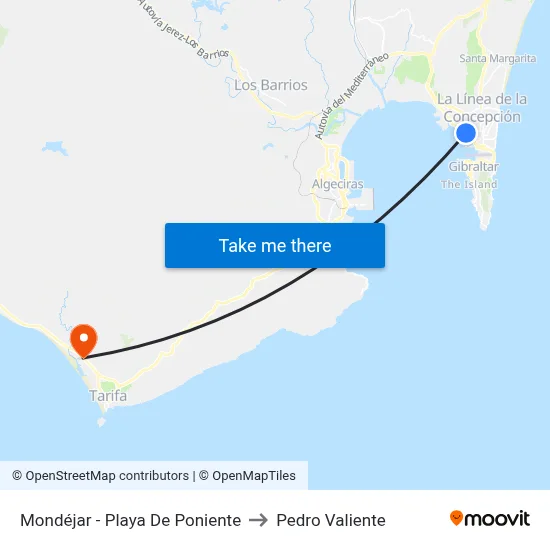 Mondéjar - Playa De Poniente to Pedro Valiente map