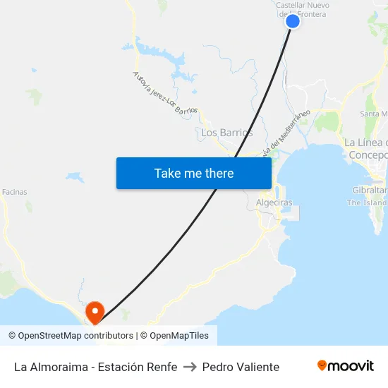 La Almoraima - Estación Renfe to Pedro Valiente map