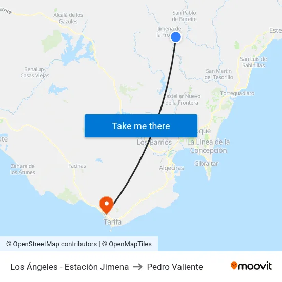 Los Ángeles - Estación Jimena to Pedro Valiente map