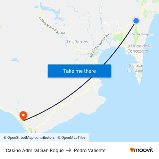 Casino Admiral San Roque to Pedro Valiente map