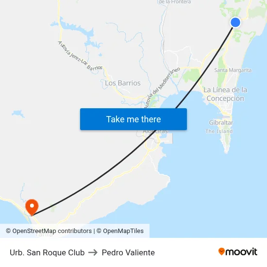 Urb. San Roque Club to Pedro Valiente map
