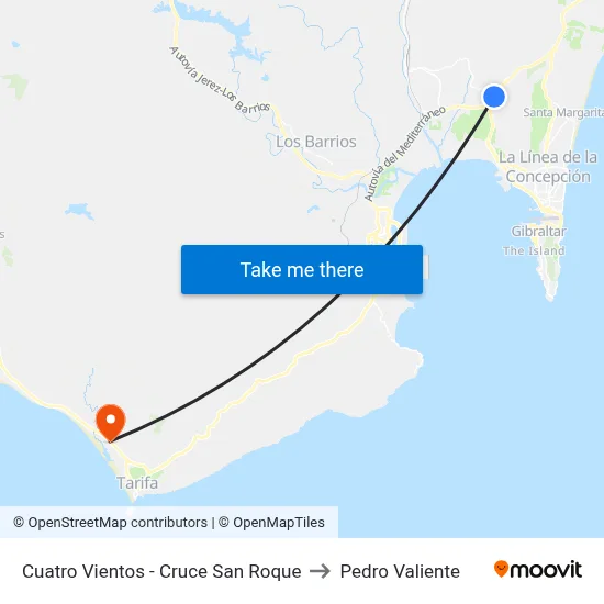 Cuatro Vientos - Cruce San Roque to Pedro Valiente map