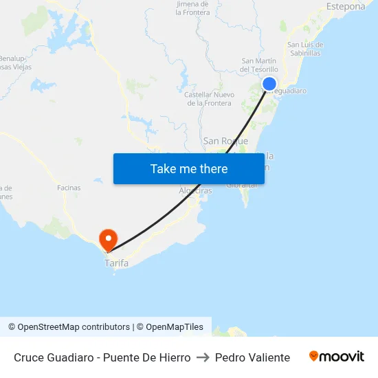 Cruce Guadiaro - Puente De Hierro to Pedro Valiente map